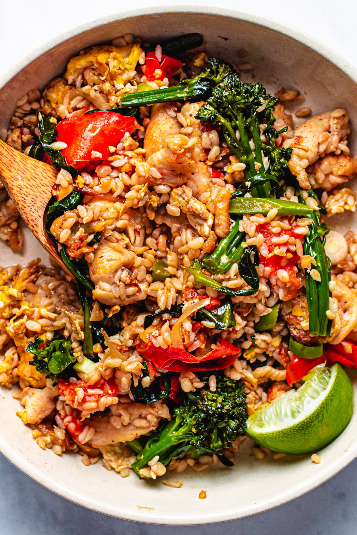 Low Carb Thai Chicken Fried Rice Recipe is Paleo, Keto friendly from I Heart Umami.