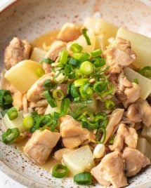 Daikon Radish Recipe with chicken, simmered in Yuzu Sauce from I Heart Umami