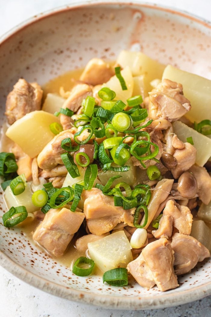 Daikon Radish Recipe with chicken, simmered in Yuzu Sauce from I Heart Umami