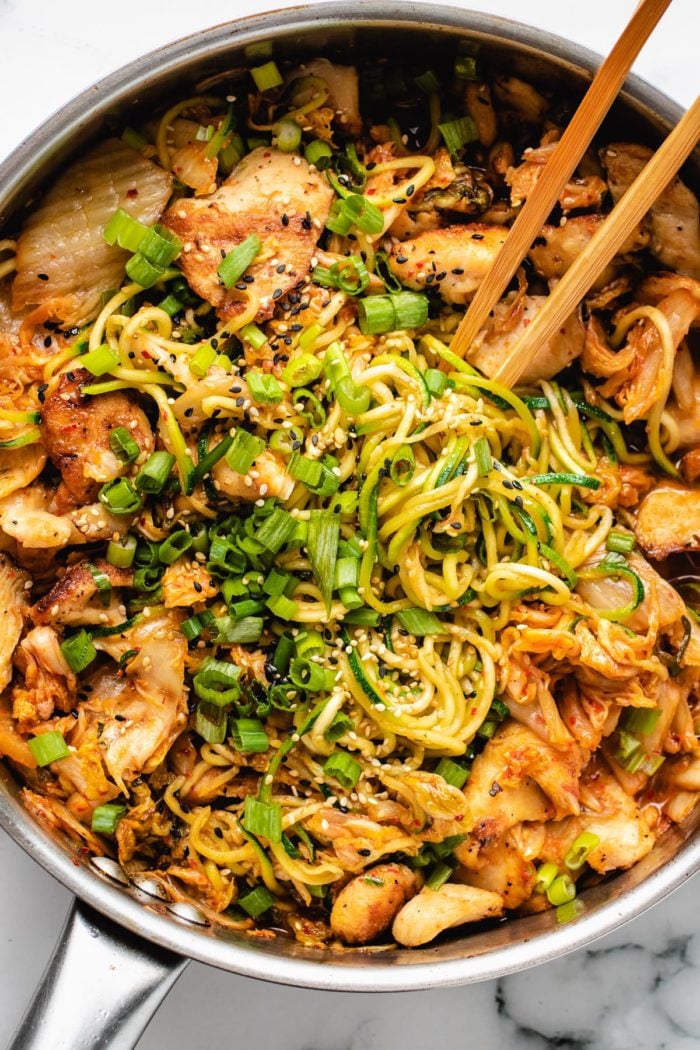 Kimchi Chicken Stir-Fry Noodle Bowl | I Heart Umami®