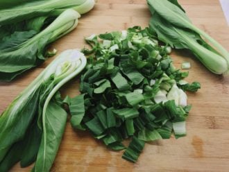 Steps on how to make the recipe - step 1 chop the baby bok choy