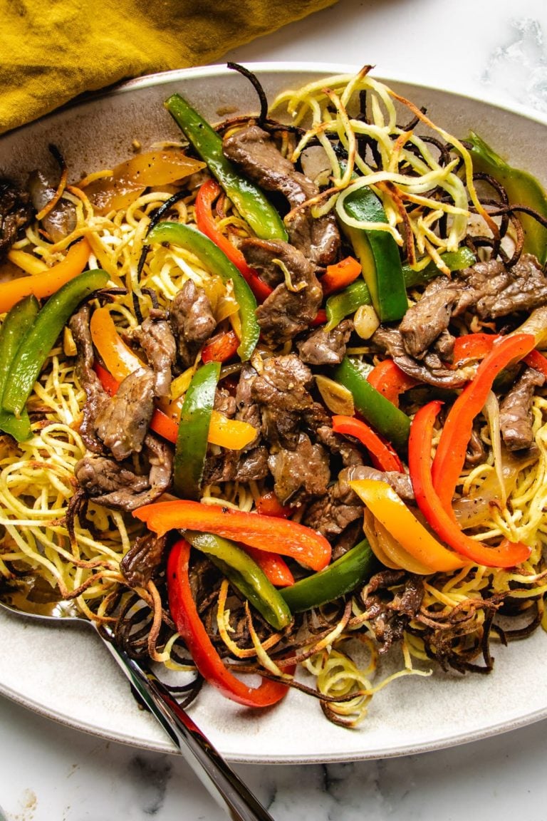 Cantonese Beef Chow Mein Crispy Noodles (Whole30)| I Heart Umami®