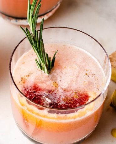 Sake grapefruit cocktail served in a glass