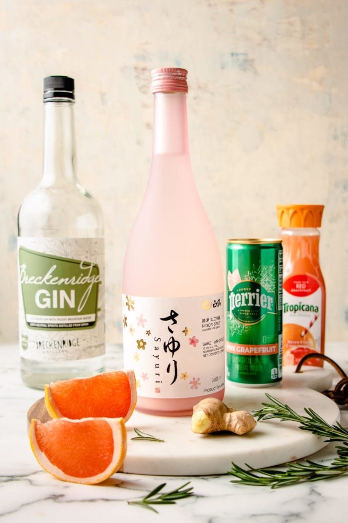 Ingredients to make the sake cocktail