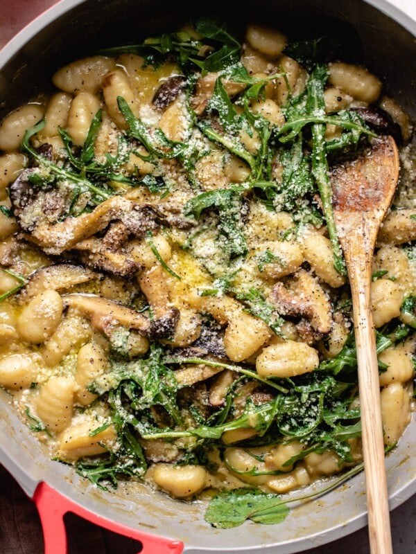 Making the gnocchi recipe in one pot with arugula