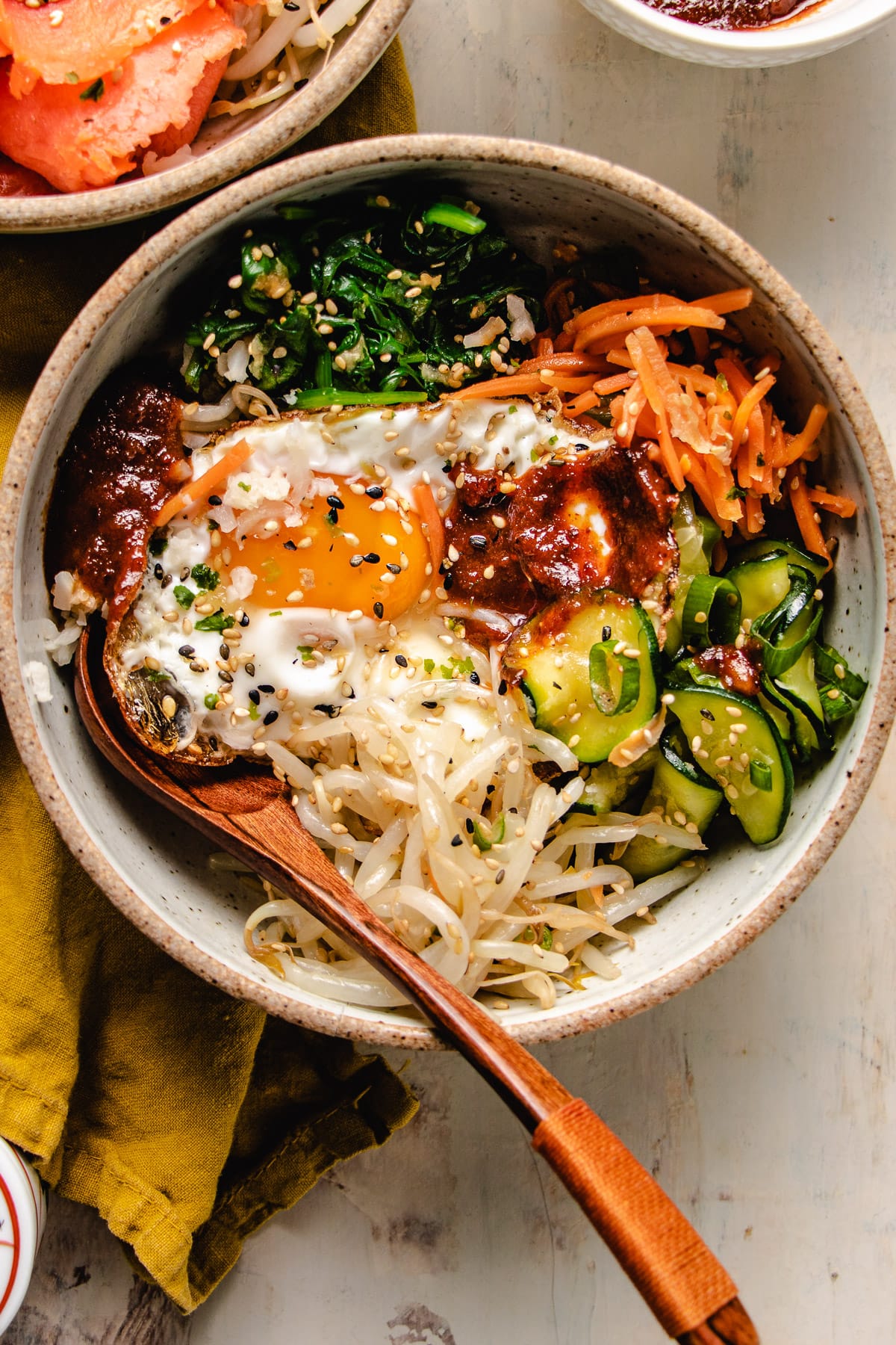 Korean bibimbap vegetarian version served in a bowl