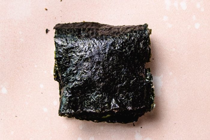 Step 4. Finished nori sushi wraps in one square shape
