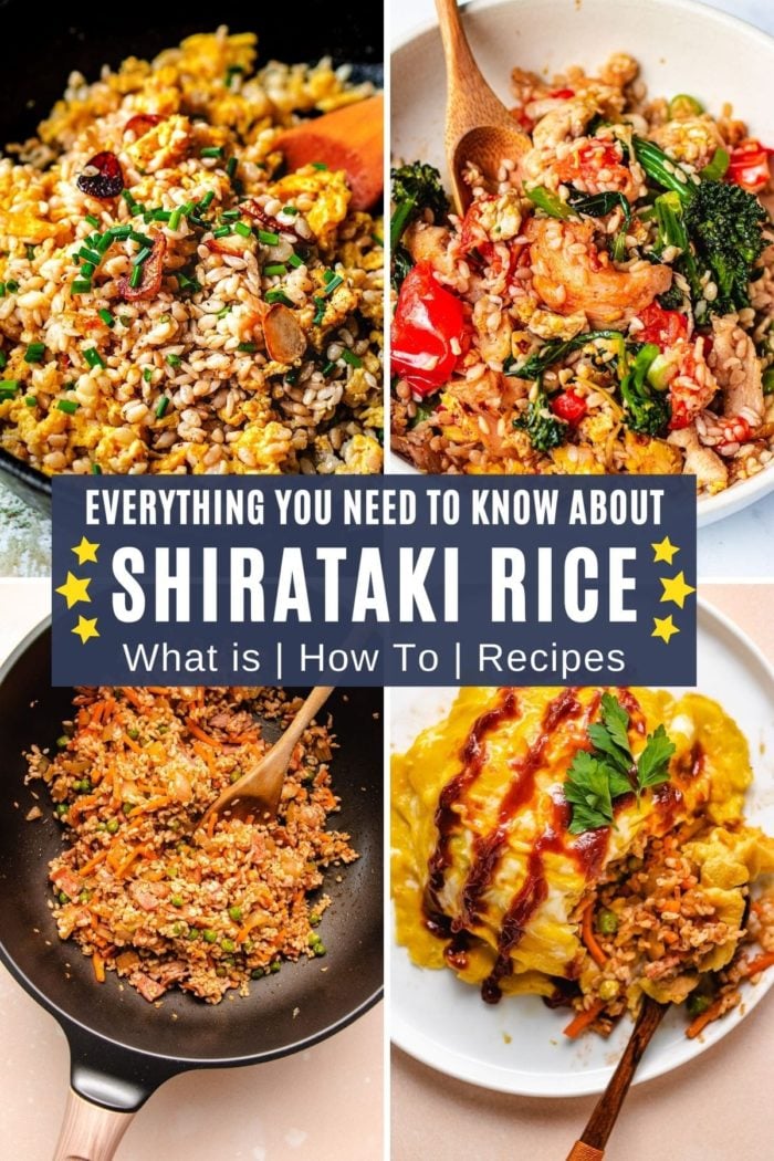 A feature image shows 4 dishes made with konjac shirataki rice