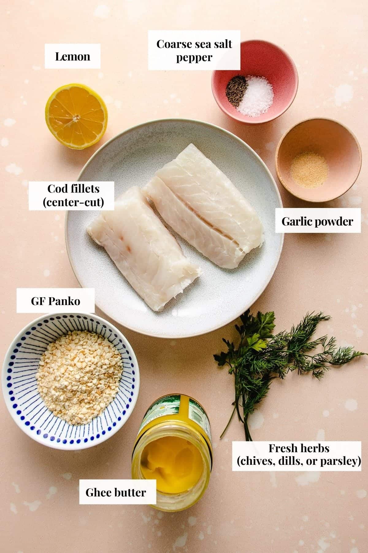 Photo shows ingredients needed to make panko cod