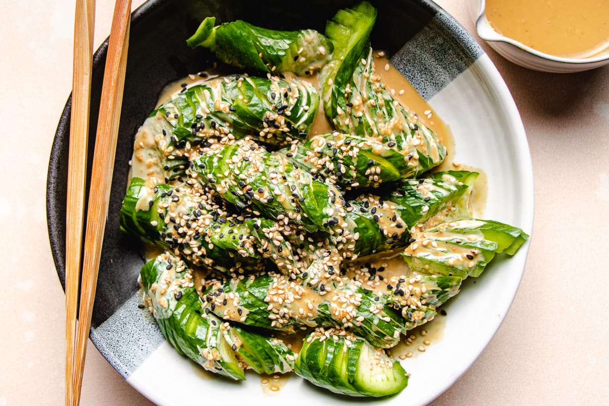 Japanese Cucumber Salad (Roasted Sesame Dressing) | I Heart Umami®