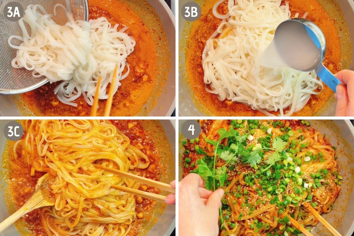 A step-by-step photo shows how to make noodle with chili sauce