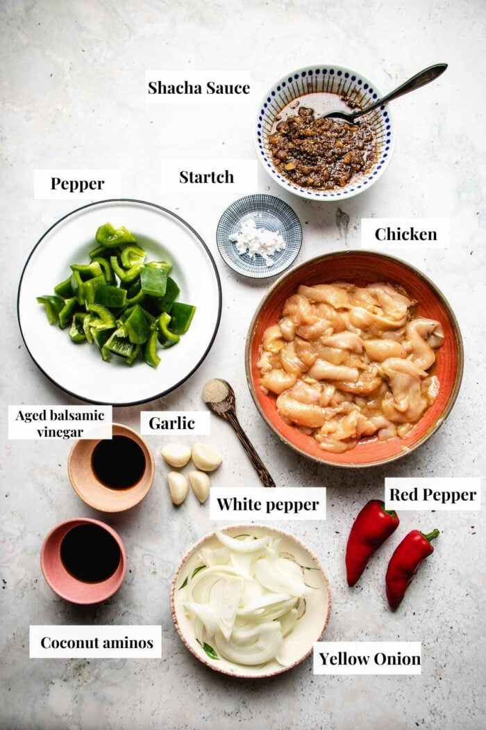 Ingredients needed to make sa cha chicken stir fry
