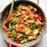 sha cha chicken recipe made in a saute wok pan
