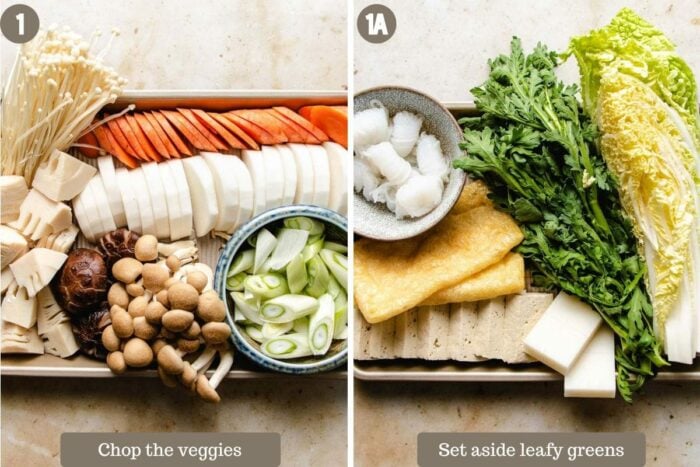 Photo shows preparing the vegetables and chopped them in advance before cooking