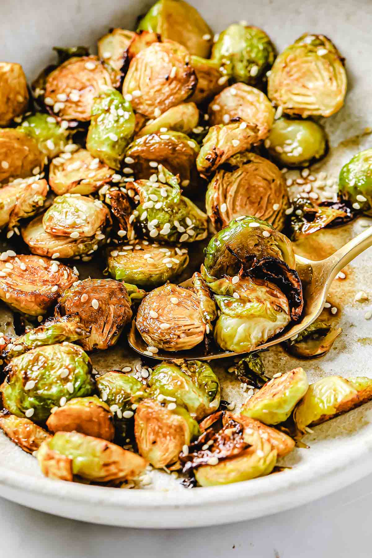 Asian Brussel Sprouts Crispy Maple Soy Glaze I Heart Umami® 6556