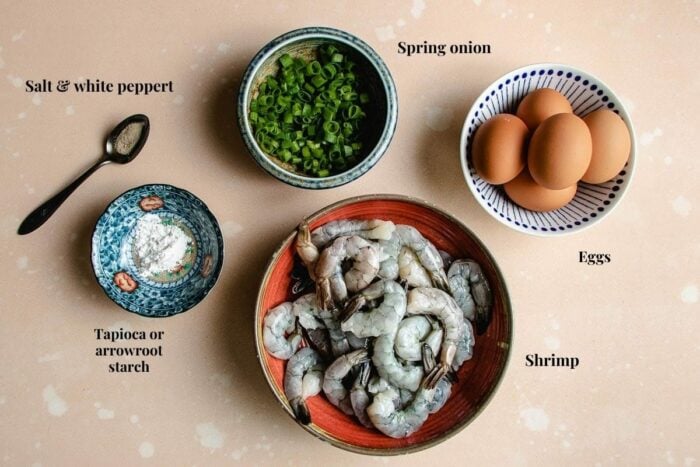 Ingredients needed to make the Cantonese style scrambled eggs
