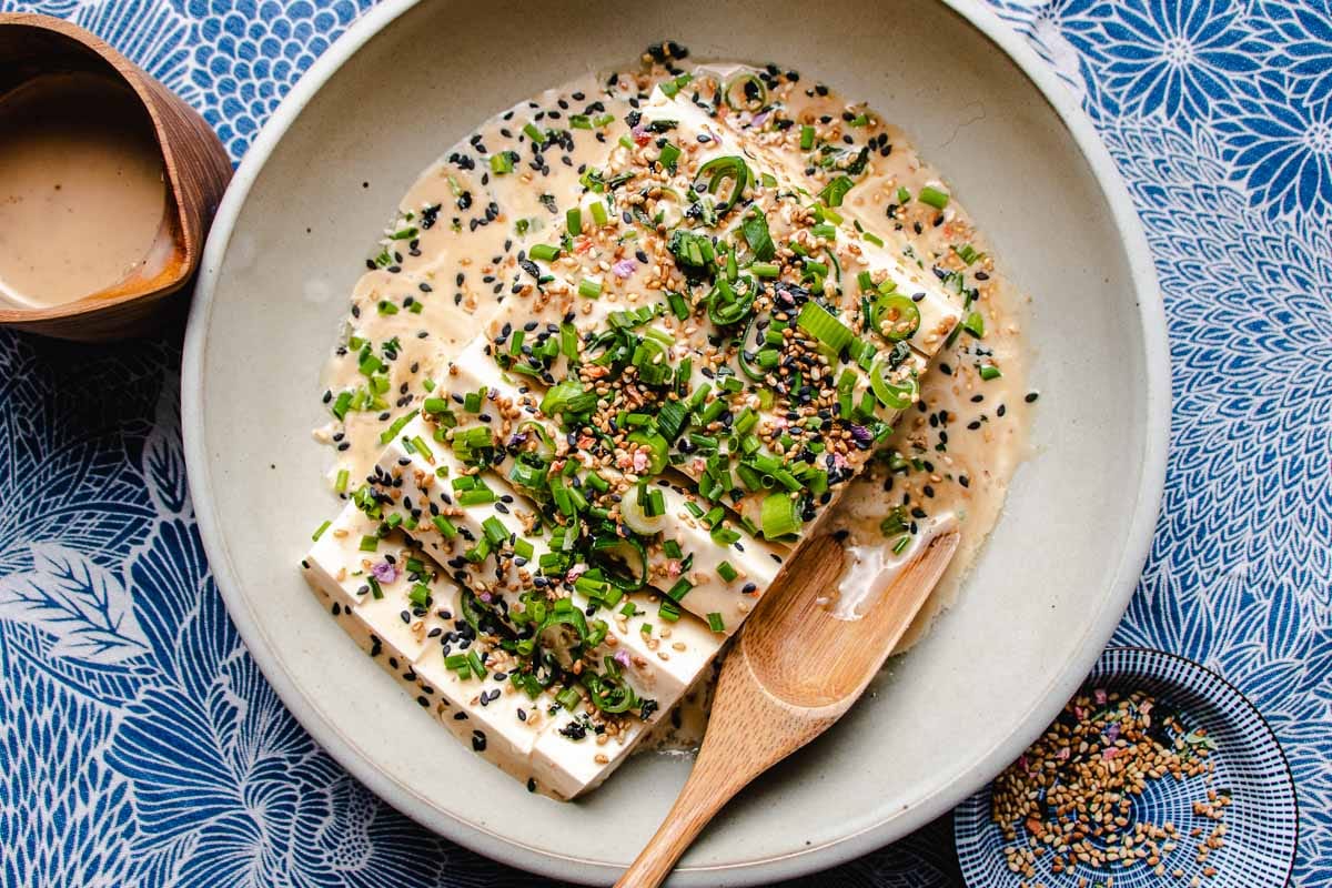 Silken Tofu (Soft Tofu) With Sesame Dressing | I Heart Umami®