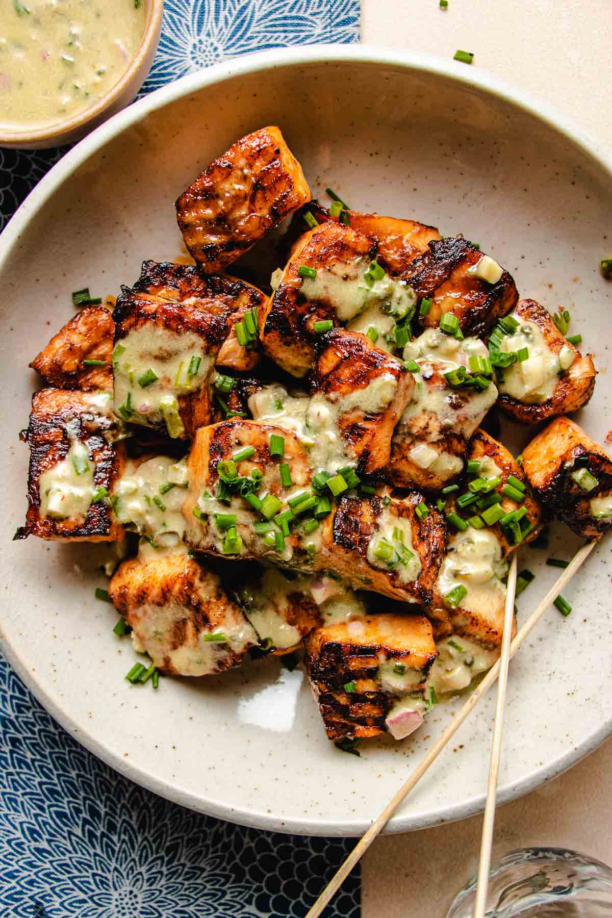 Air Fryer Salmon Bites with Garlic Cream Sauce - I Am Homesteader