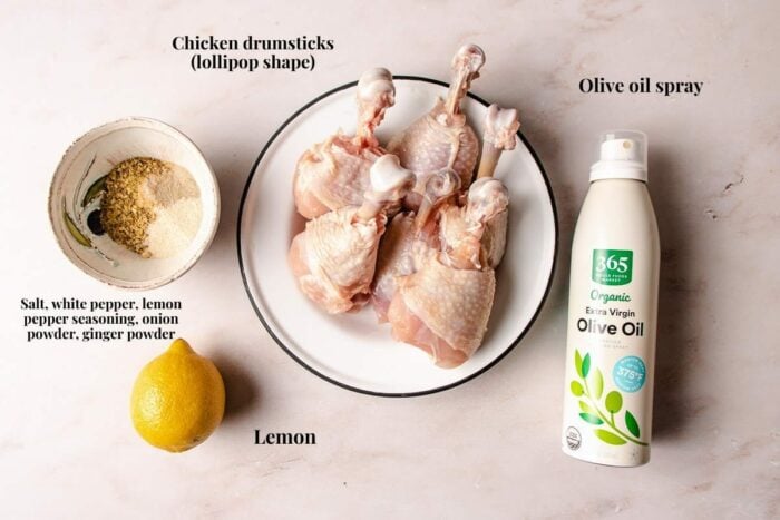 Photo shows ingredients needed to make chicken pops from drumsticks