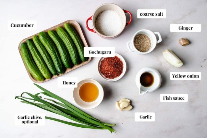 Ingredients needed to make oi kimchi