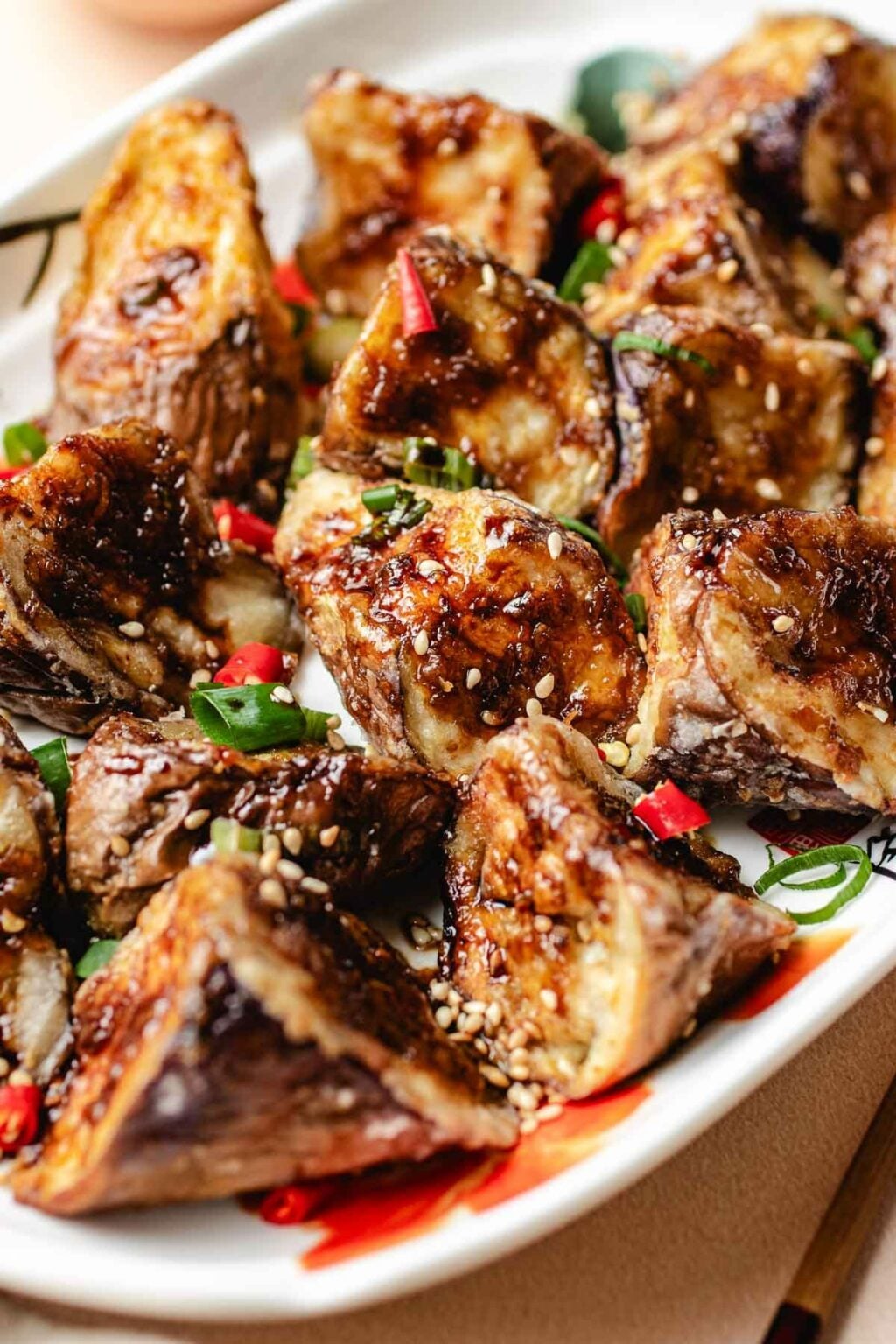 Air Fryer Chinese Eggplant (sweet garlic balsamic sauce)