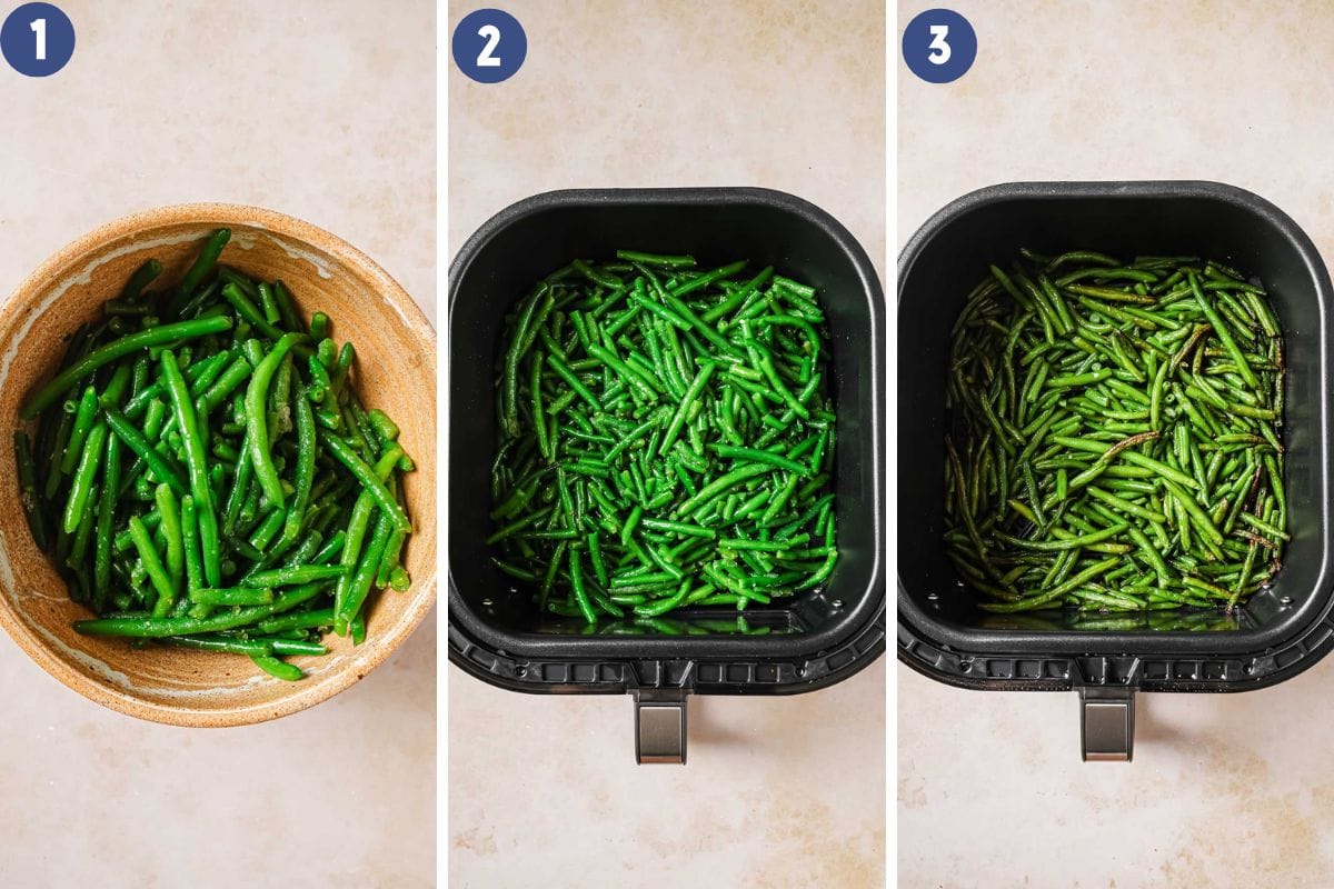 Air Fryer Frozen Green Beans (simple garlic seasoning)