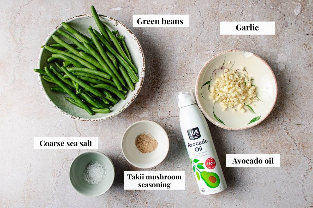Ingredients used to make green beans Din tai fung copycat recipe at home.
