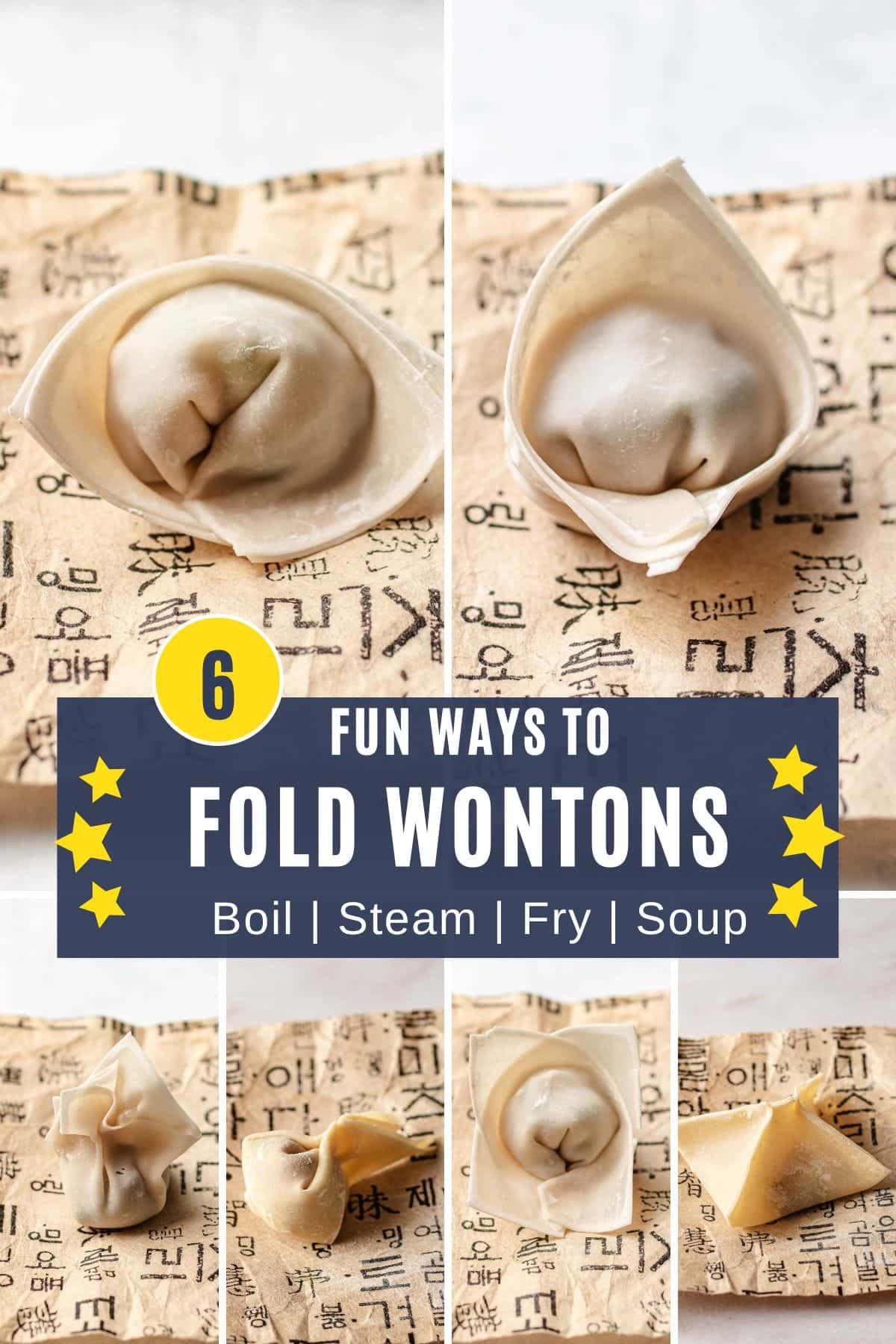 Feature image shows different ways to fold wontons.