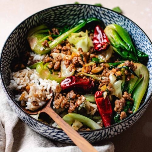 Ground Pork Stir Fry With Cabbage & Bok Choy | I Heart Umami®