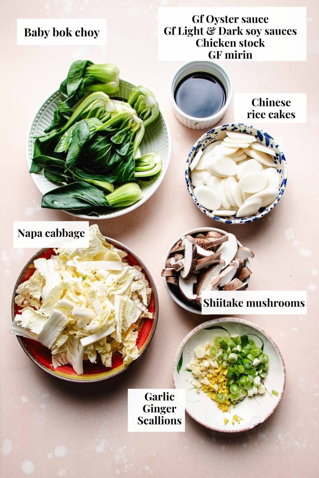 Shanghai Rice Cake with Cabbage and Bok Choy (Nian Gao 年糕)