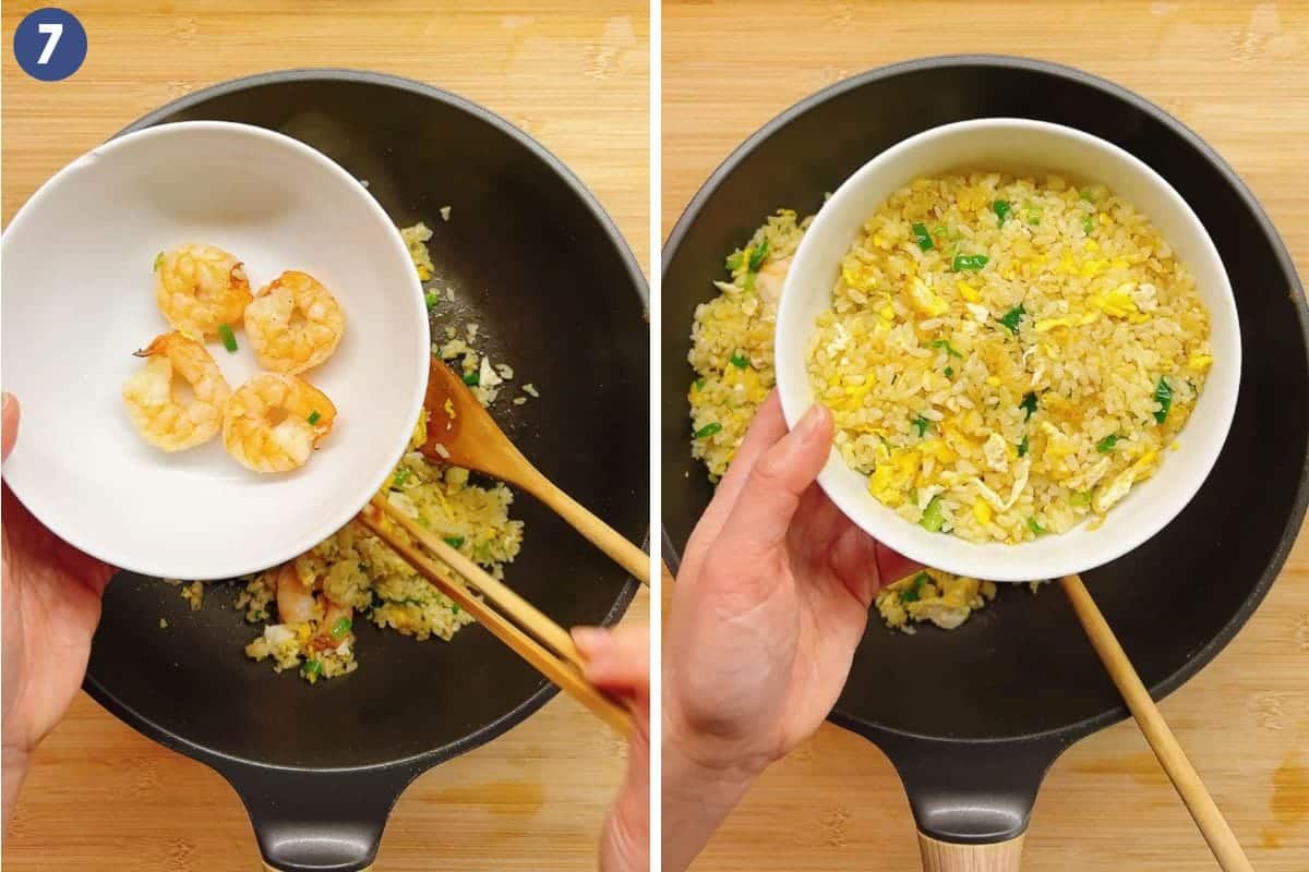 Person demos how to pack and present the fried rice just like how Din Tai Fung serves it in the restaurant.
