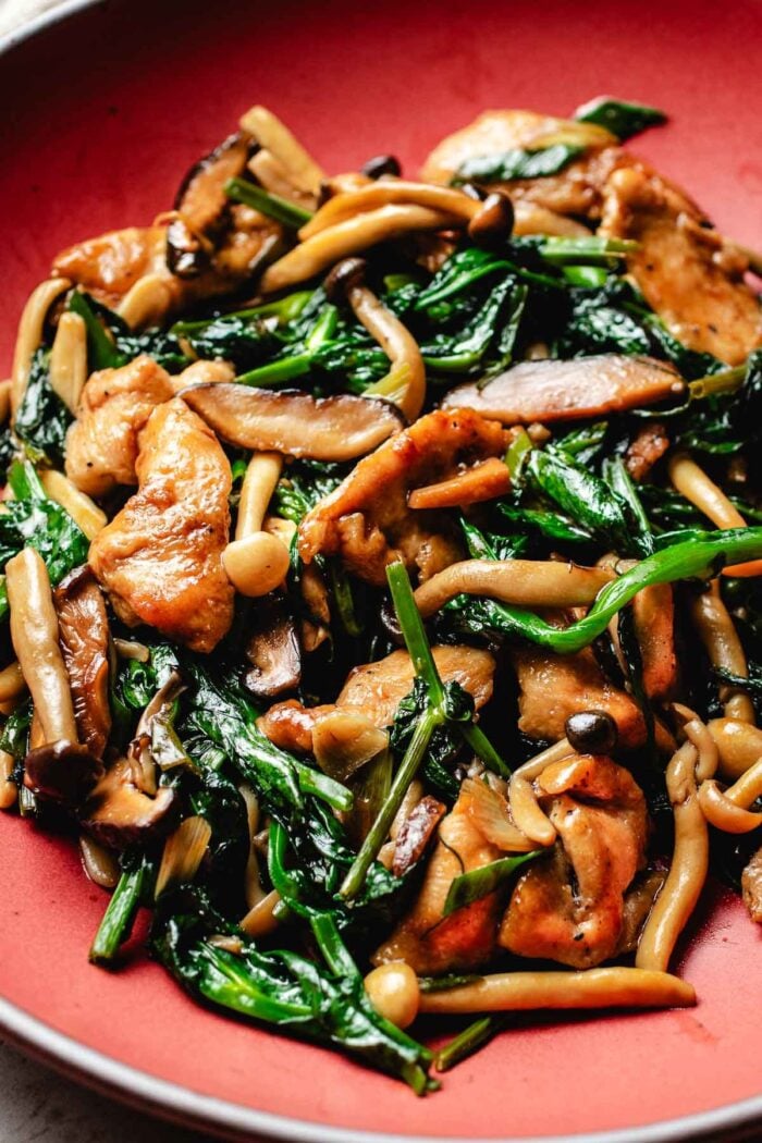 Oyster Sauce Chicken Stir Fry with Snow Pea Leaves