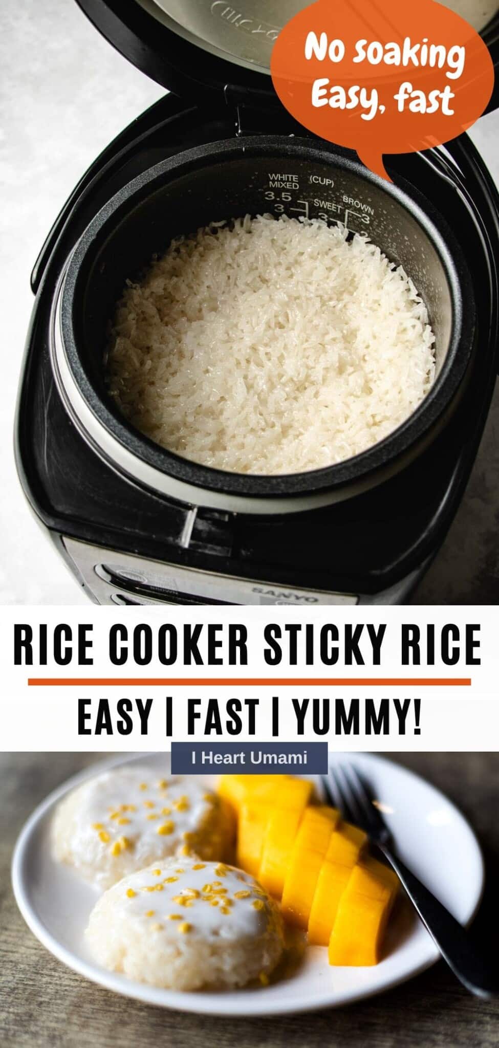 How to make sticky rice in rice cooker (Easy, fast, no soaking)