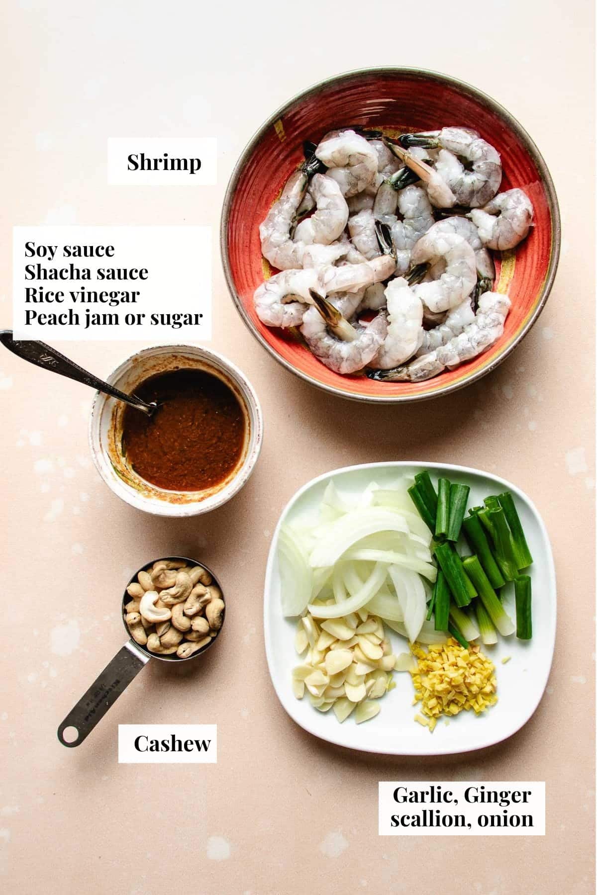 Photo shows ingredients and sauce prepared before cooking.