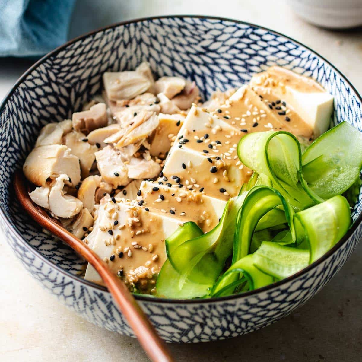 Silken Tofu Salad Bowl (with Chinese garlic sesame dressing) | I Heart