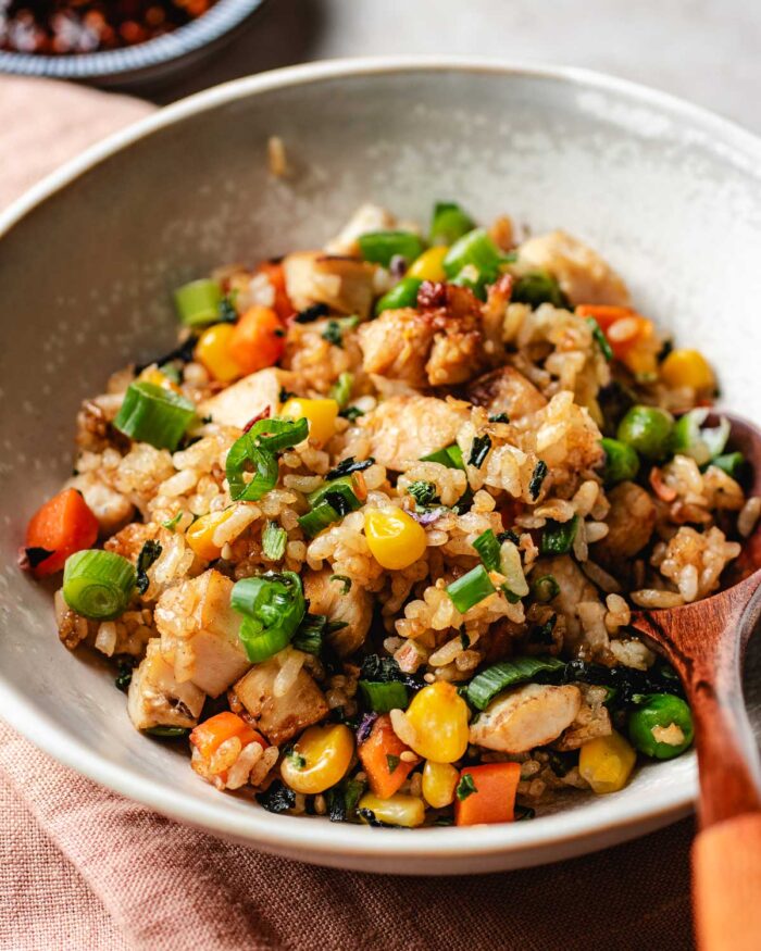 Air Fryer Chicken Fried Rice (with crisp rice grains!) | I Heart Umami®