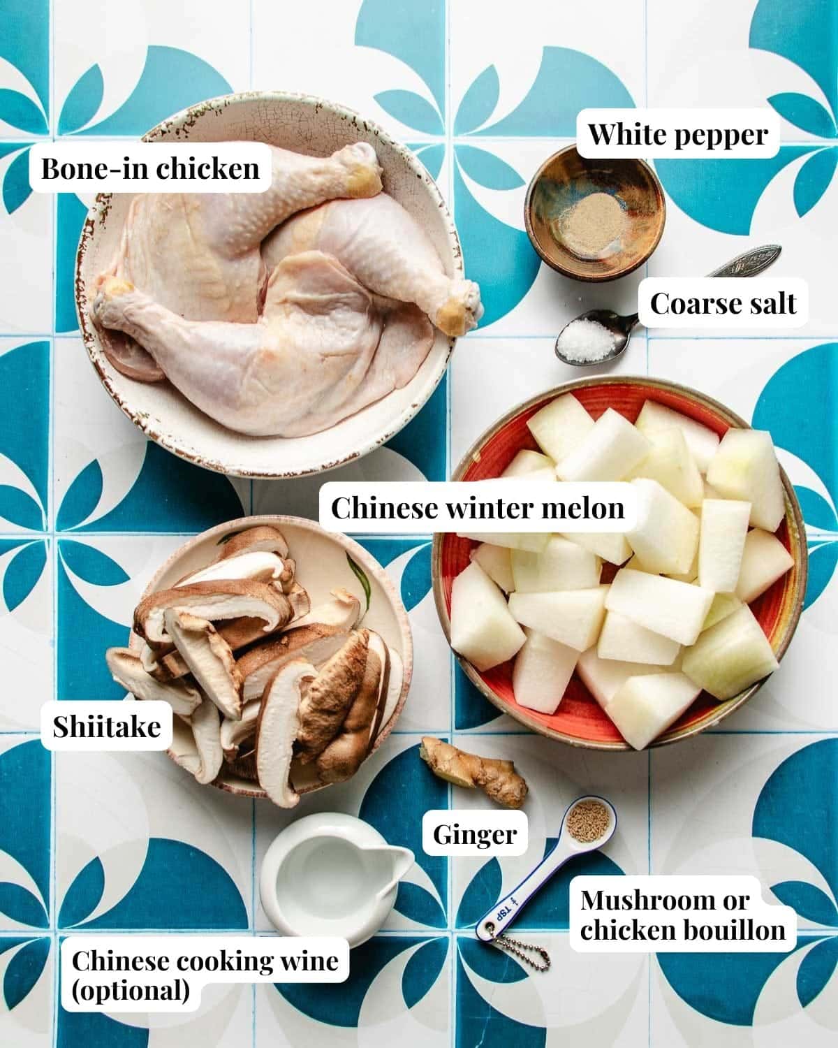 Photo shows ingredients used to make this soup.