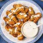 Recipe image shows air fryer frozen wings made from an air fryer.