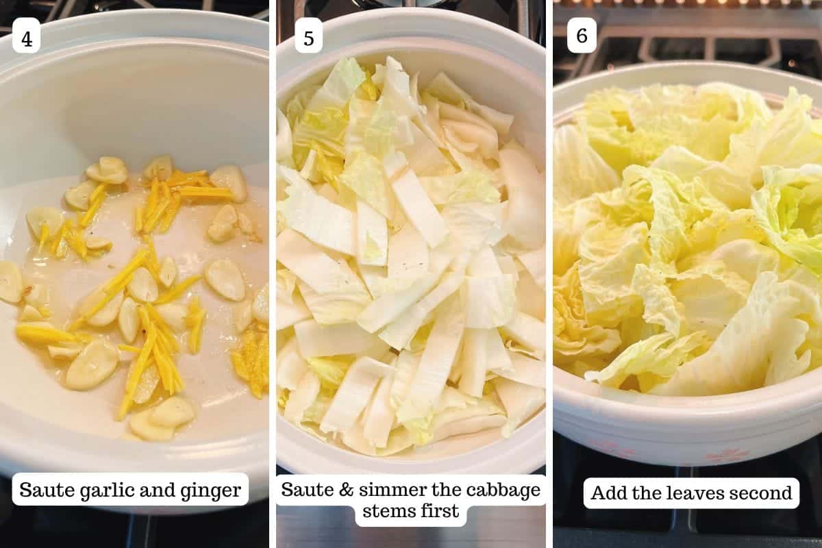 Person demos how to make Chinese cabbage soup.