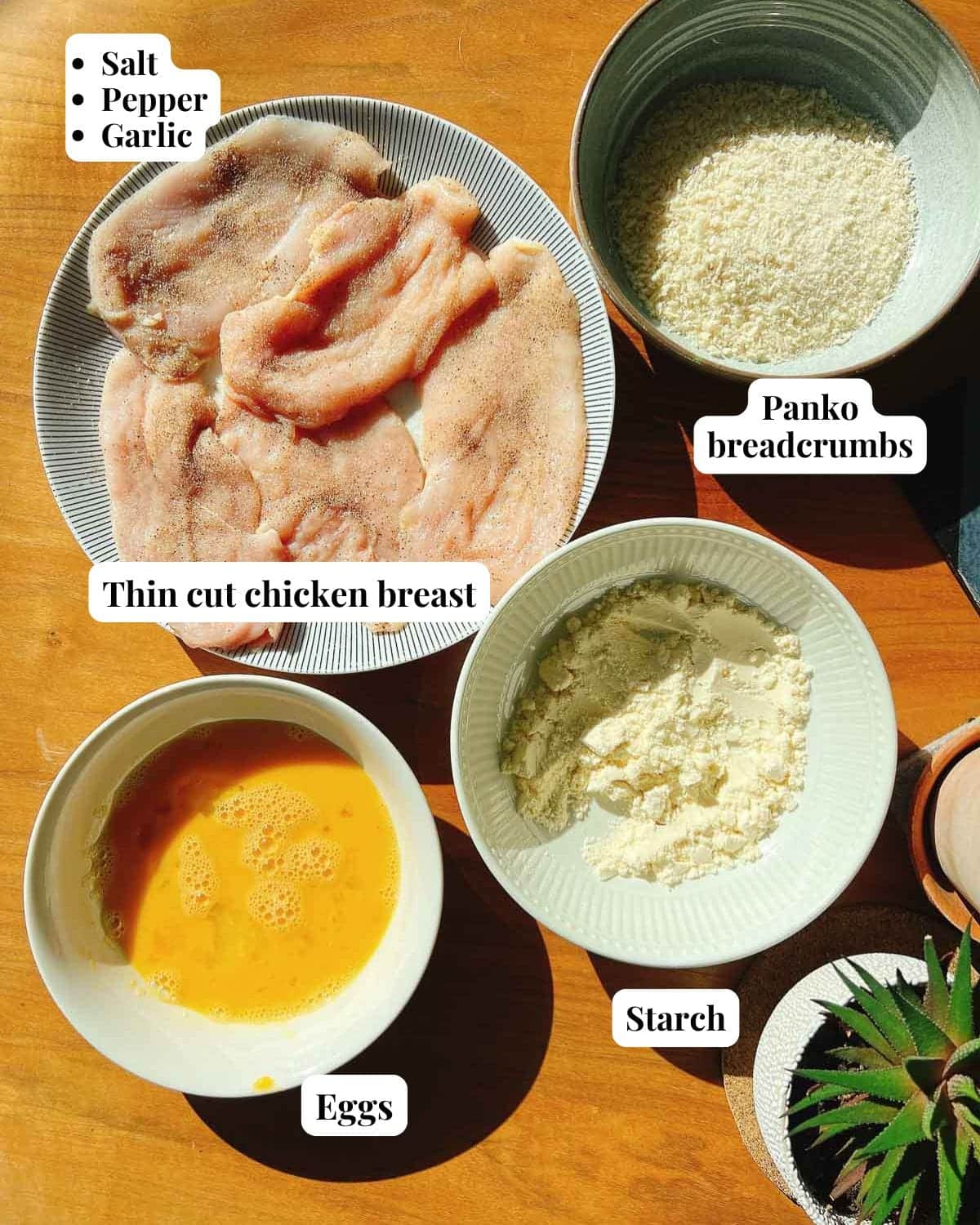 Photo shows individual ingredients used to make the dish.