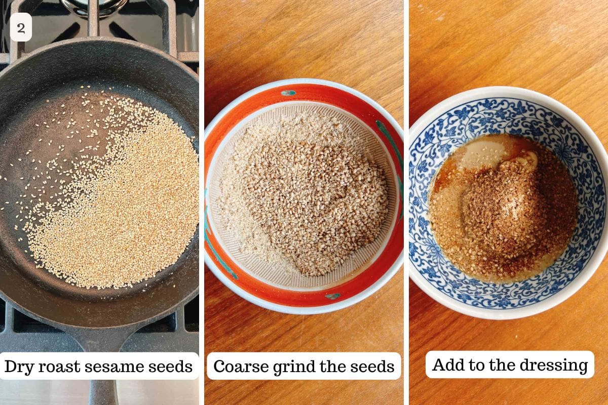 Person demos how to make kewpie copycat roasted sesame dressing at home.