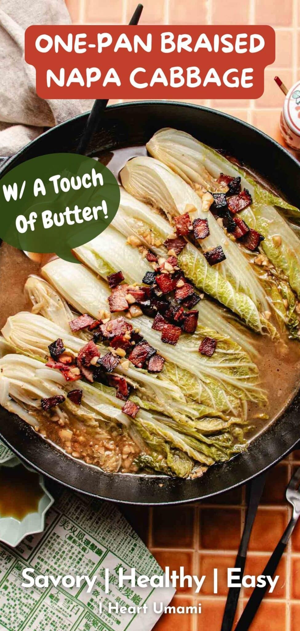 Braised Napa Cabbage (garlic ginger butter sauce) | I Heart Umami®