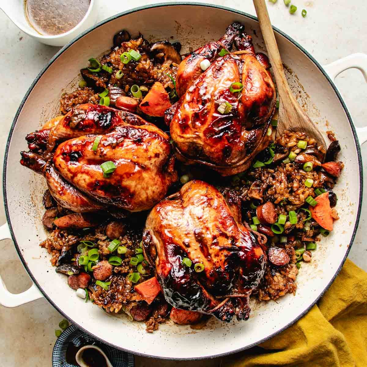 Roasted cornish hens recipe with sticky rice stuffing-image